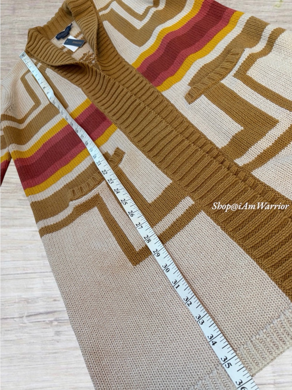 Pendleton NWT Heritage Ranch Striped Geometric Long Shawl Collar Pocket Cardigan - Picture 8 of 11